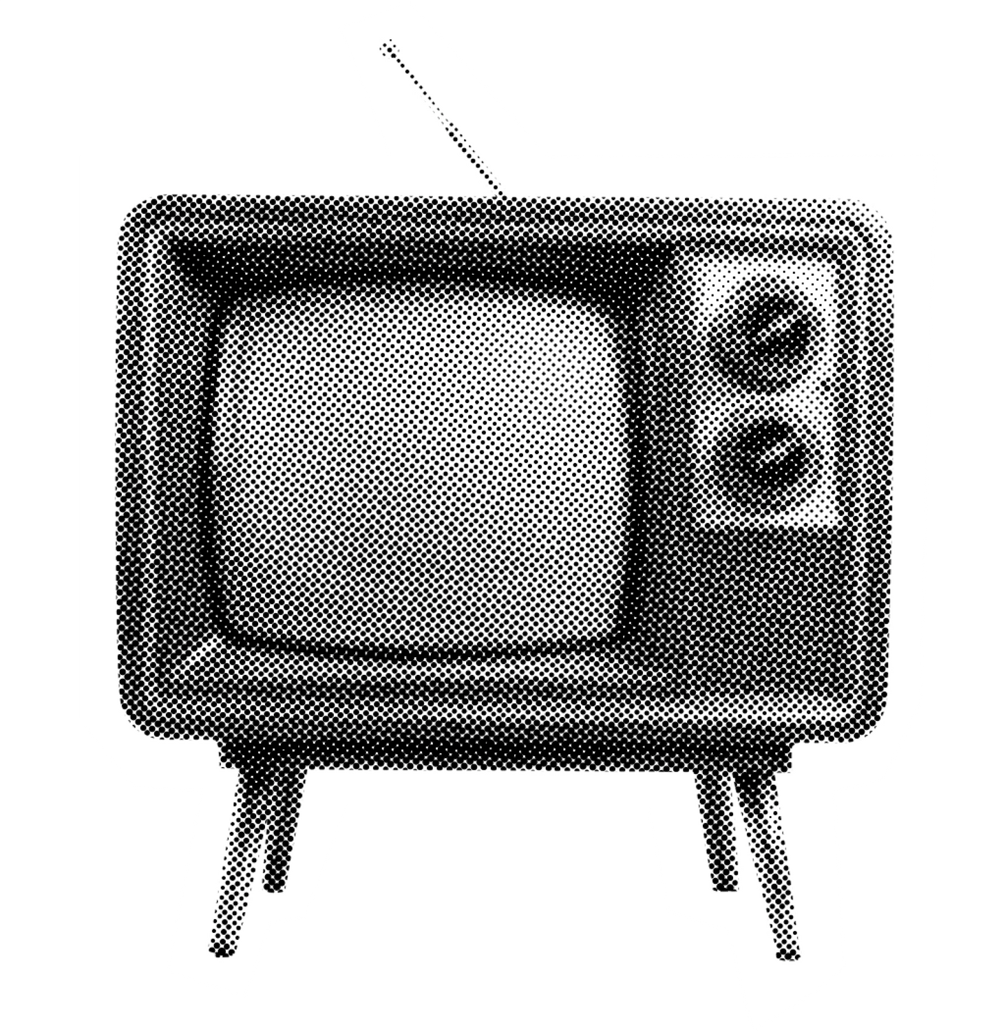 Halftone collage retro TV set element